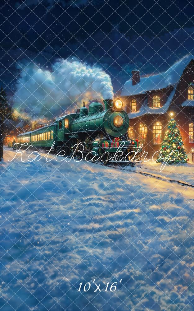 Fondo de Invierno Nieve Tren Polar Navidad Diseñado por Emetselch