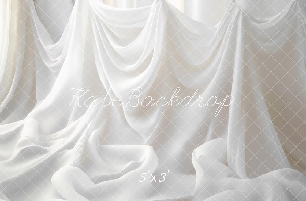 Kate White Draped Sheer Curtains Backdrop Designed by Mini MakeBelieve