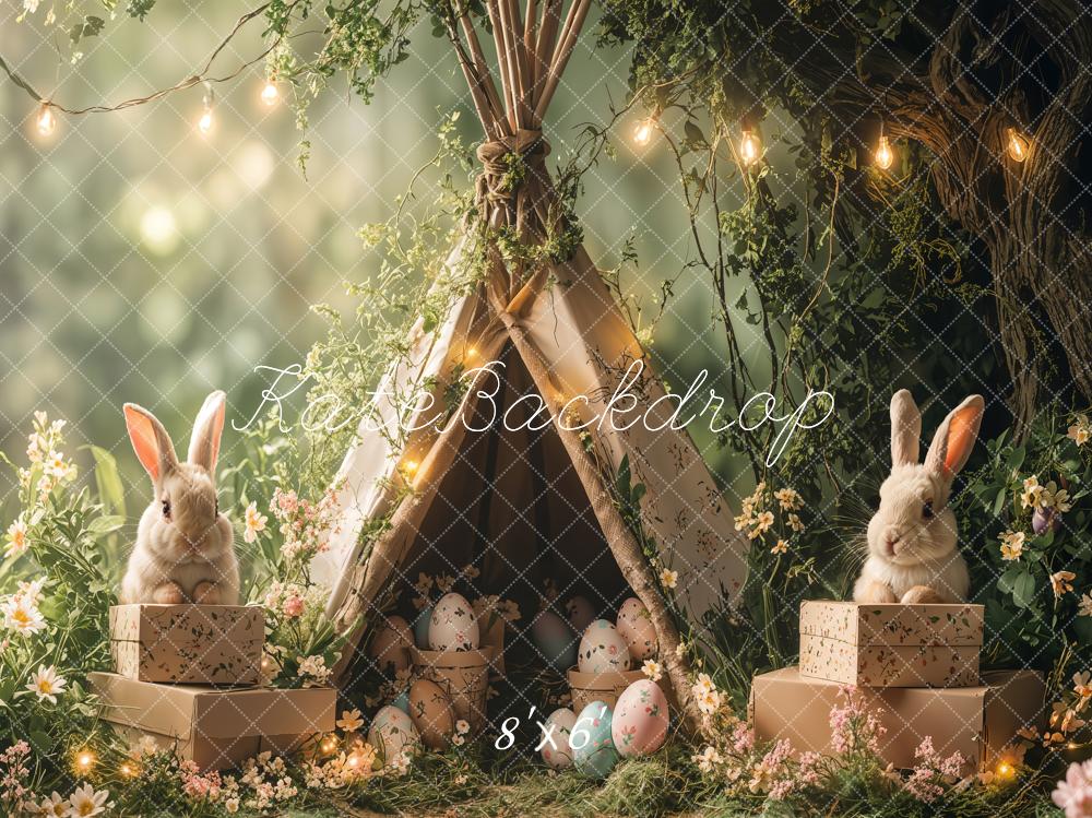 Kate Easter Bunny Tent Forest Lights Backdrop Designed by Emetselch