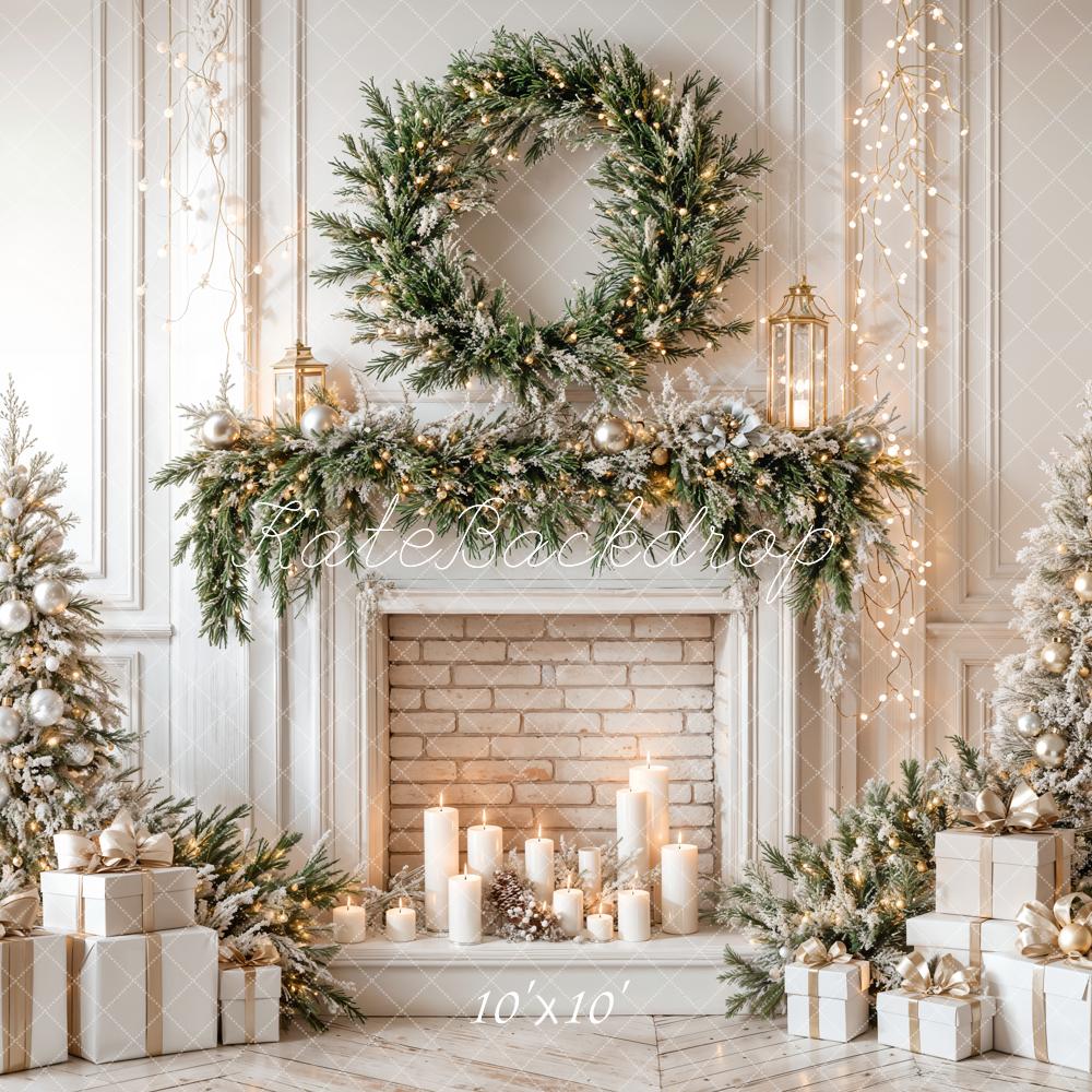 Kate Christmas Tree Fireplace Garland Backdrop Designed by Emetselch