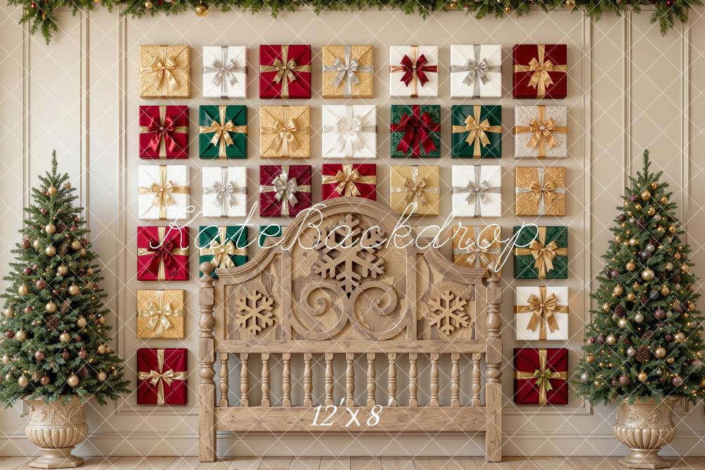 Kate Christmas Headboard Gift Wall Pine Trees Printed Backdrop Designed by Mini MakeBelieve