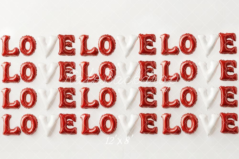 Kate Valentine's Day Red White Love Balloon Letters Backdrop Designed by Emetselch