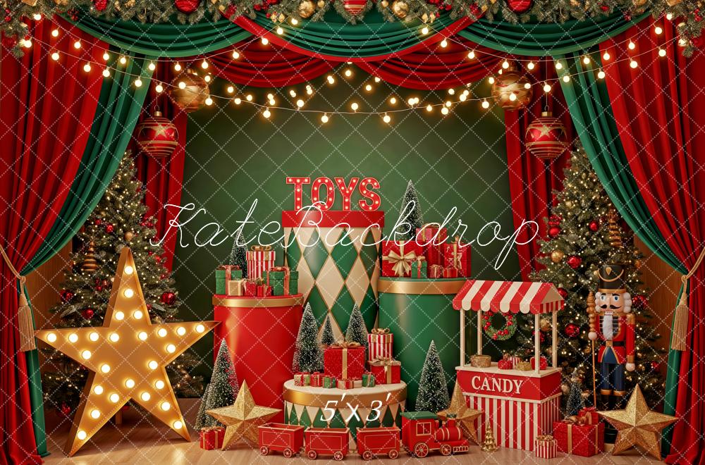 Kate Christmas Toy Shop Nutcracker Train Presents Backdrop Designed by Patty Roberts