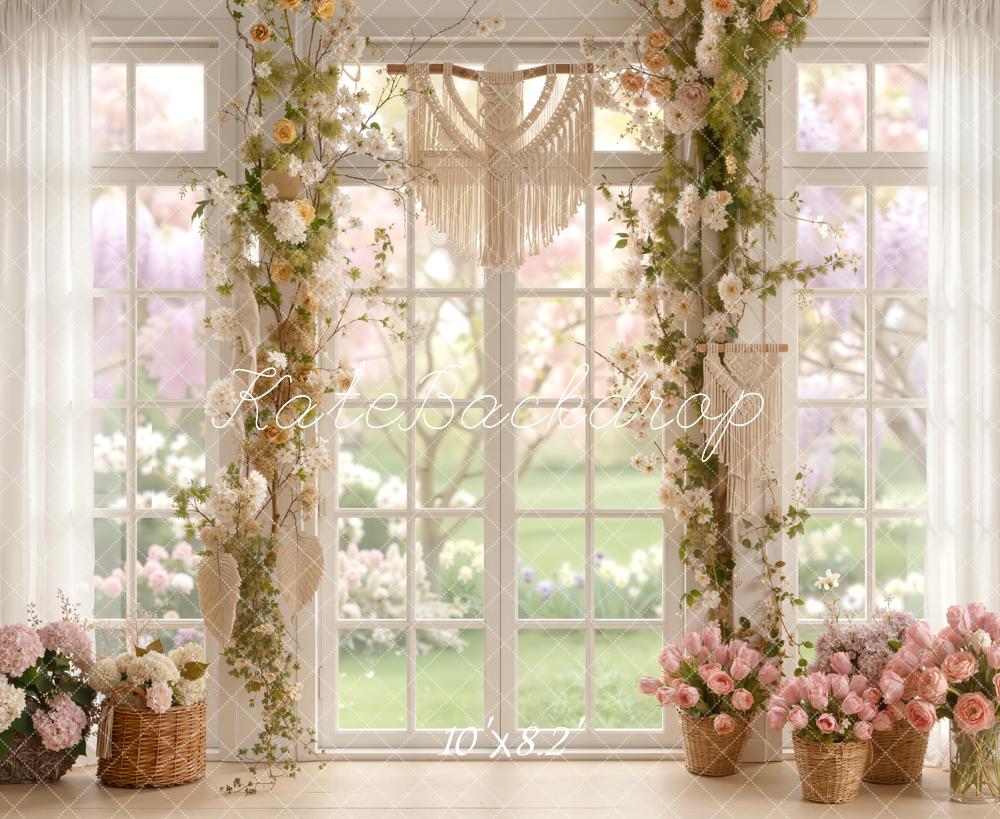 Kate Spring Floral Window Boho Basket Flowers Backdrop Designed by Emetselch