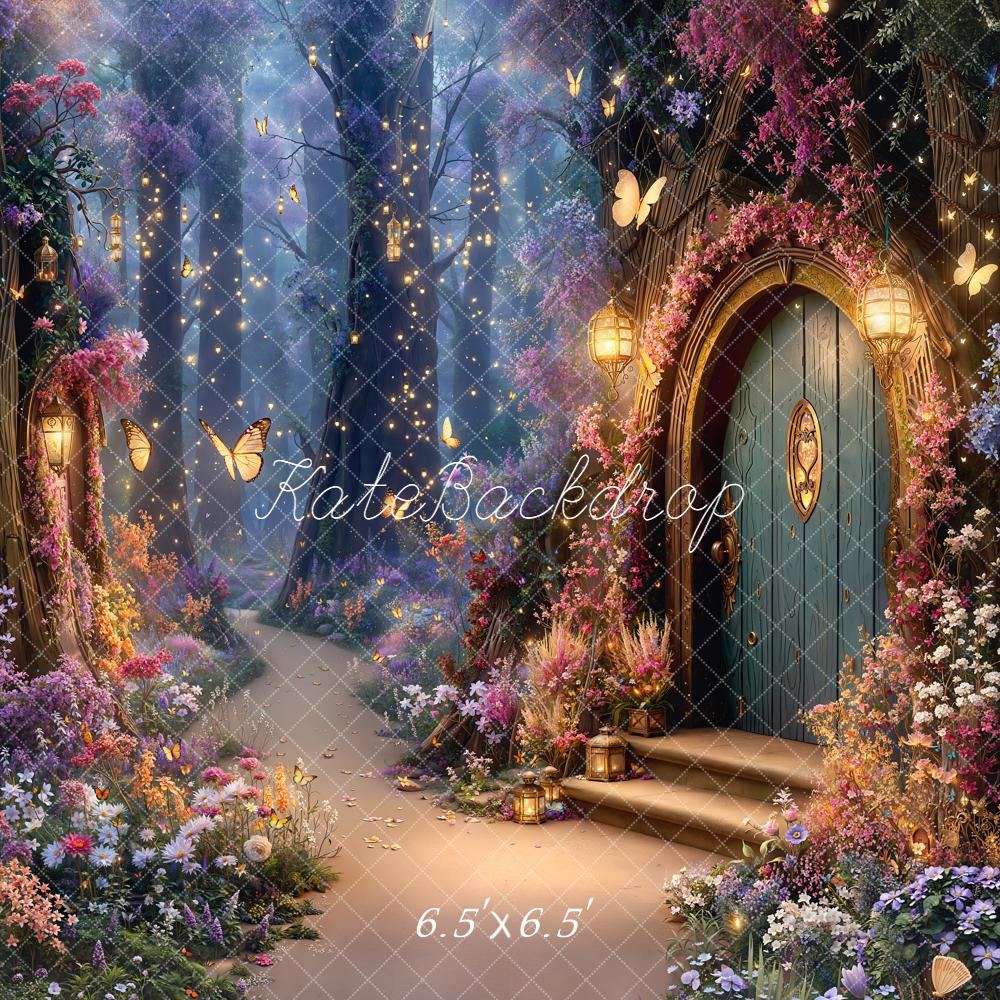 Kate Fairy Tale Forest Tree House Butterflies Pathway Printed Backdrop Designed by Emetselch