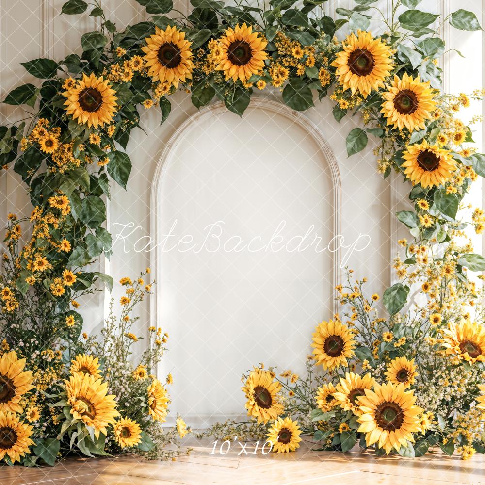 Kate Sunflower Arch Floral Retro Wall Backdrop Designed by Emetselch