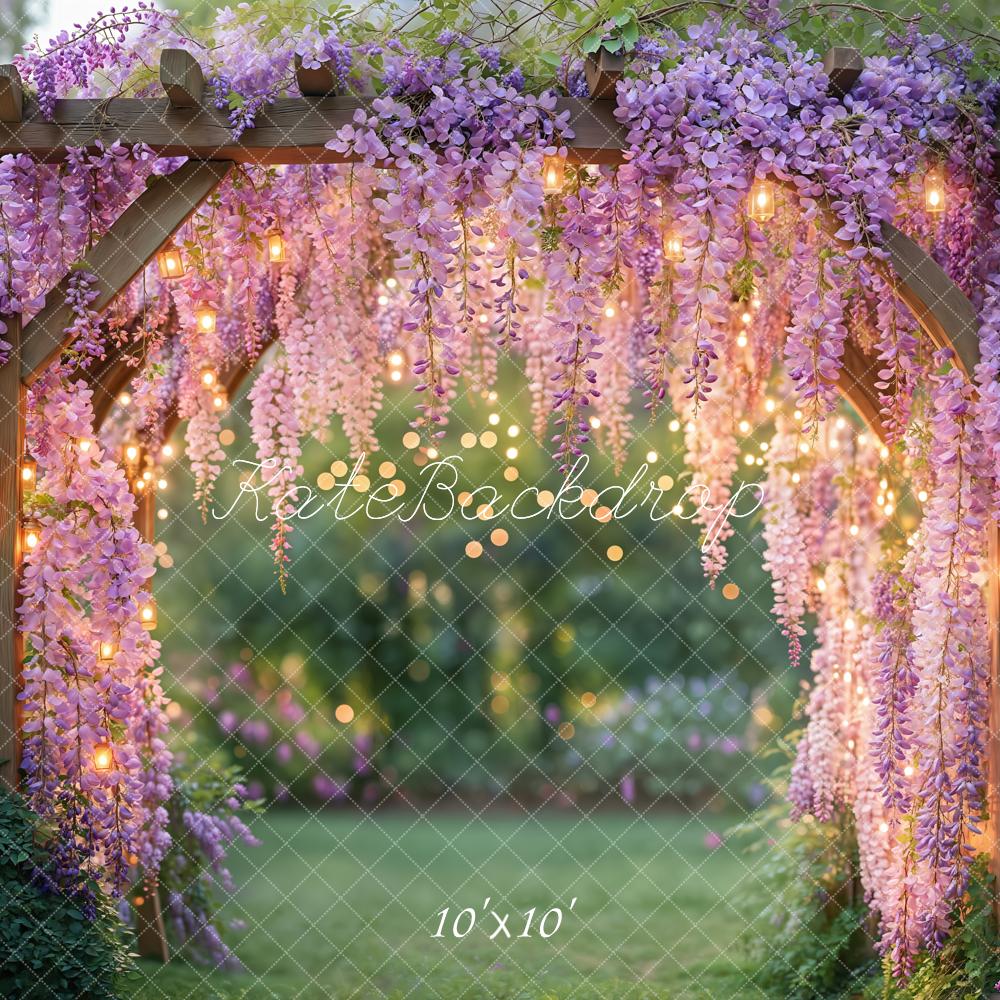 Arco de Flores de Glicinia con Luces de Jardín Fondo Diseñado por Kate Imagen
