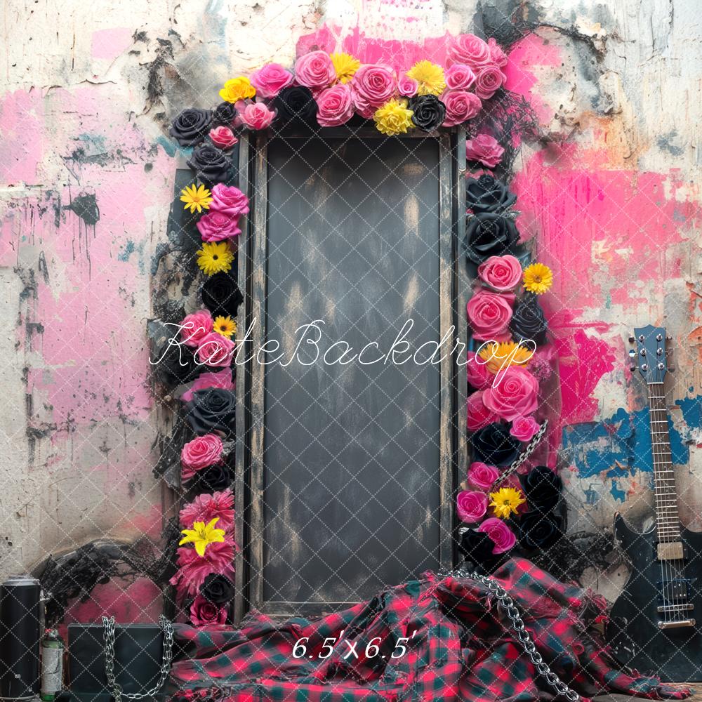Kate Punk Frame Grunge Wall Flower Guitar Backdrop Designed by Mini MakeBelieve