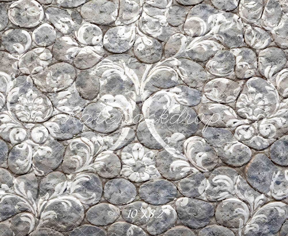 Kate Gray Cobblestone Floral Pattern Printed Backdrop Designed by Mini MakeBelieve