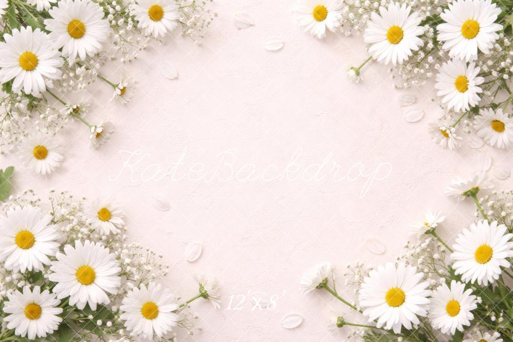 Kate Newborn White Daisy Flowers Border Backdrop Designed by Megan Leigh Photography