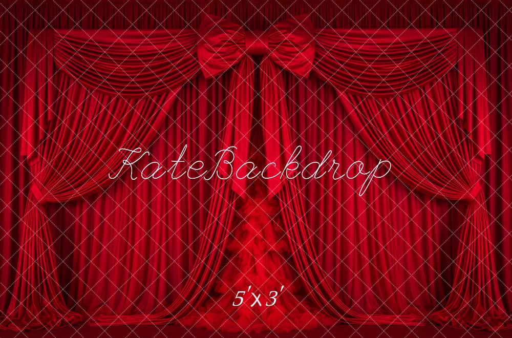Kate Red Curtain Bow Stage Backdrop Designed by Patty Roberts