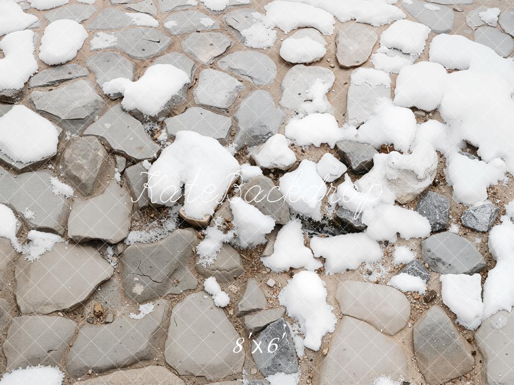 Kate Winter Cobblestone with Snow Floor Backdrop Designed by Kate Image