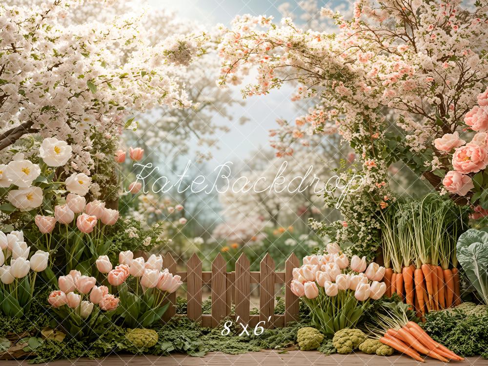 Kate Spring Easter Flower Arch Garden Fence Printed Backdrop Designed by Emetselch