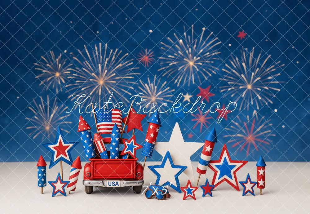 Kate Independence Day Cake Smash Fireworks Stars Backdrop Designed by Ashley Paul