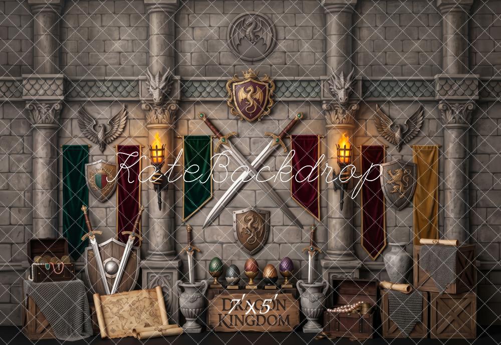 Kate Fantasy Dragon Kingdom CastleTreasure Boys Printed Backdrop Designed by Patty Roberts