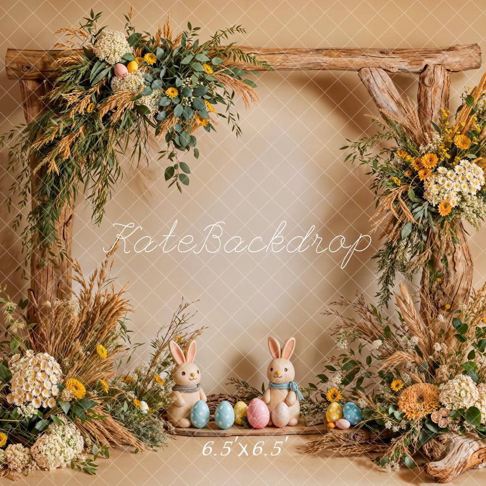 Kate Easter Bunny Flower Arch Rustic Wood Frame Backdrop Designed by Emetselch