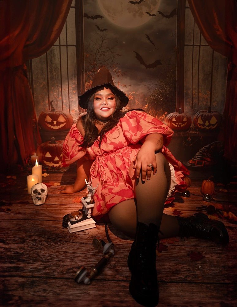 Fondo de Calabaza de Luna de Halloween y Velas Diseñado por Emetselch