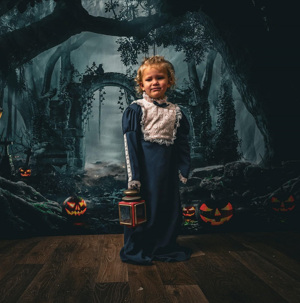 Kate Halloween Pumpkin Backdrop Forest for Photography