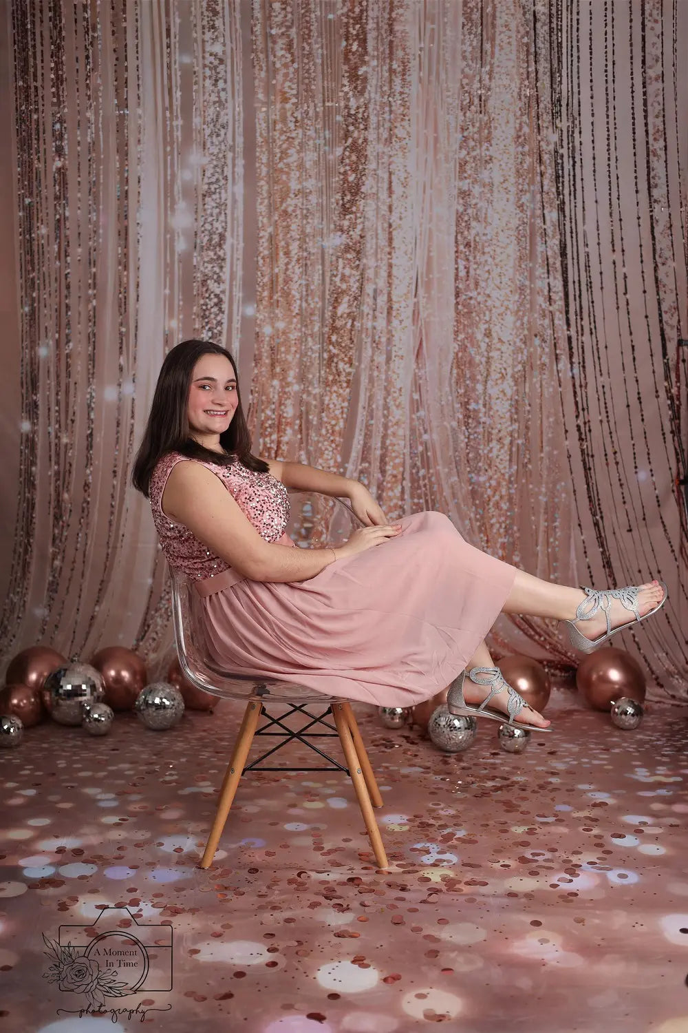 Kate Wedding Gold Glitter Curtain Bokeh Printed Backdrop Designed by Emetselch