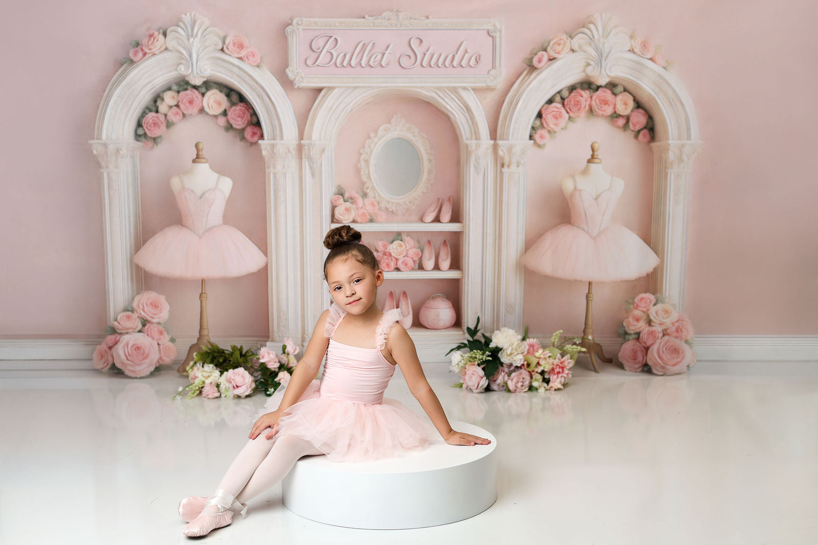 Kate Birthday Ballet Studio Pink Dress Printed Backdrop Designed by Ashley Paul