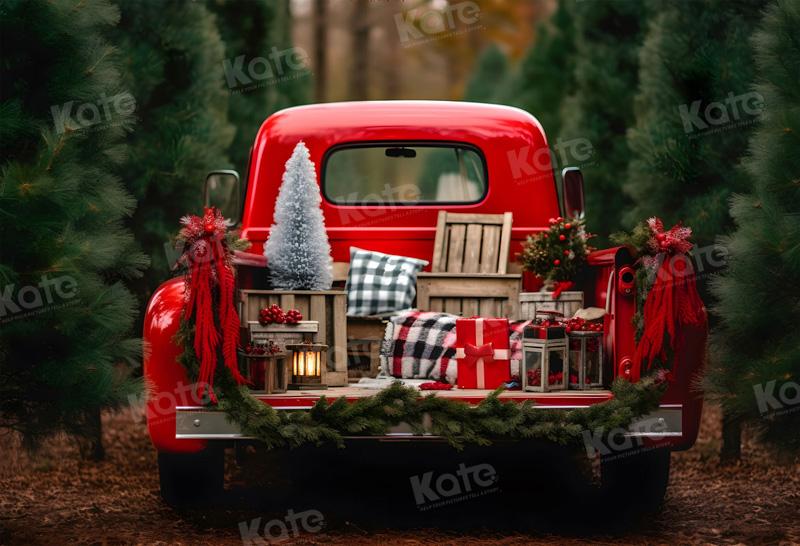 Kate Christmas Outdoor Red Car Truck Backdrop for Photography