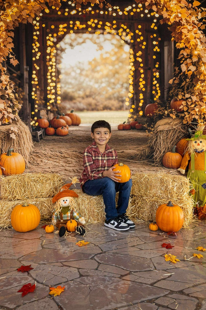 Fondo de granero de calabazas de arco de arce de otoño diseñado por Emetselch
