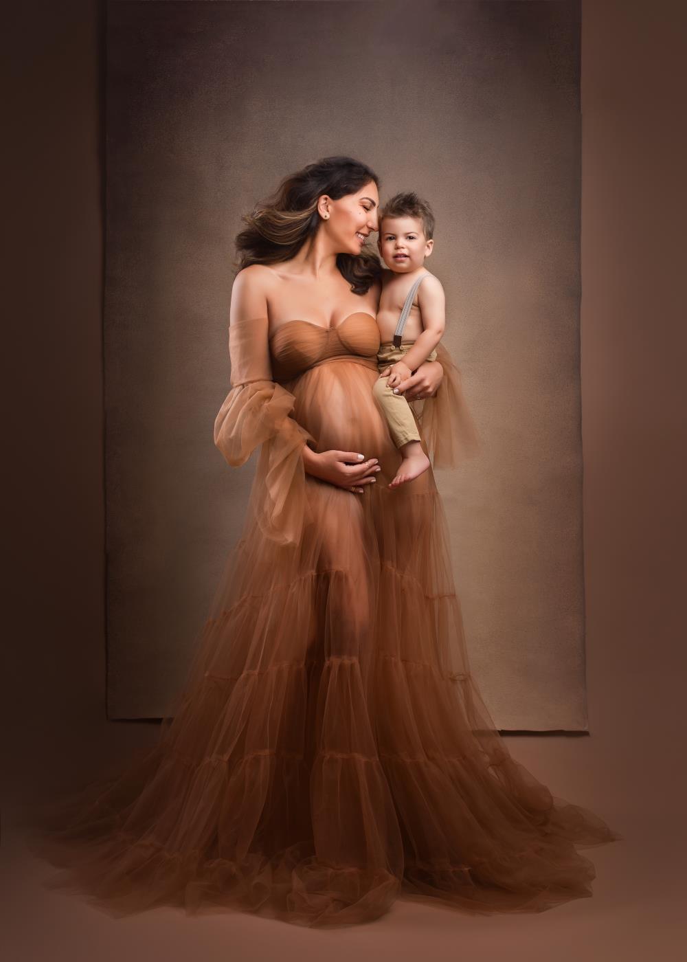 Kate Sexy Tulle Custom Maternity Photoshoot Gowns