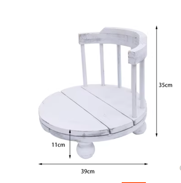 Silla de madera blanca vintage para fotografía de recién nacidos
