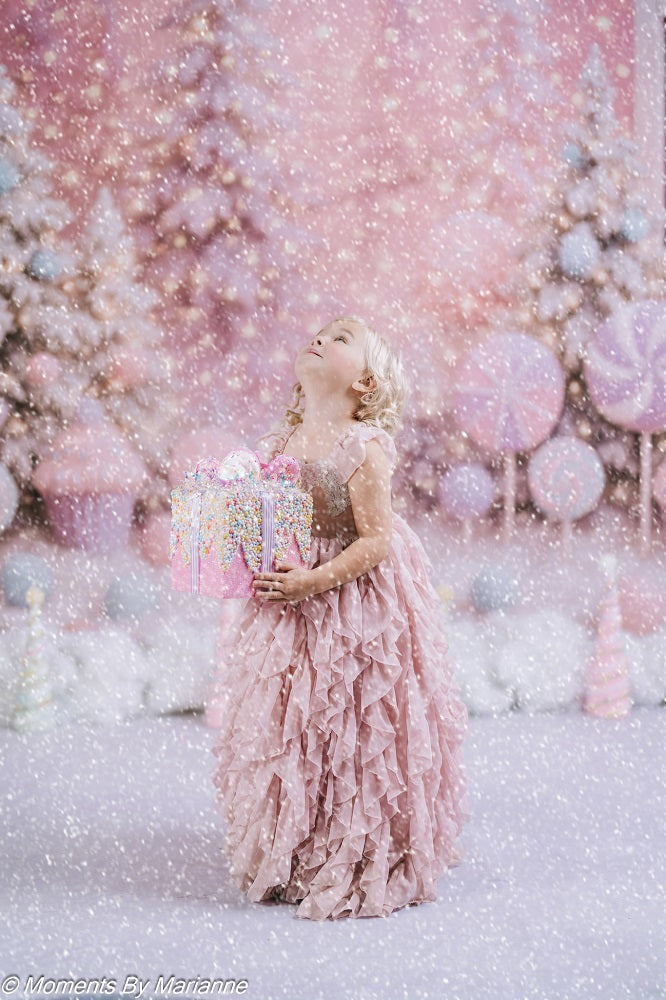 Kate Christmas Lollipops Candy Gate Pastel Trees Backdrop Designed by Ashley Paul