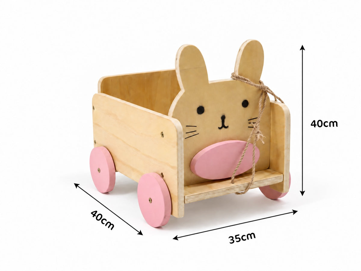 (Pre-sale 15 days)Kate Blush Bunny Wooden Wagon Photography Prop
