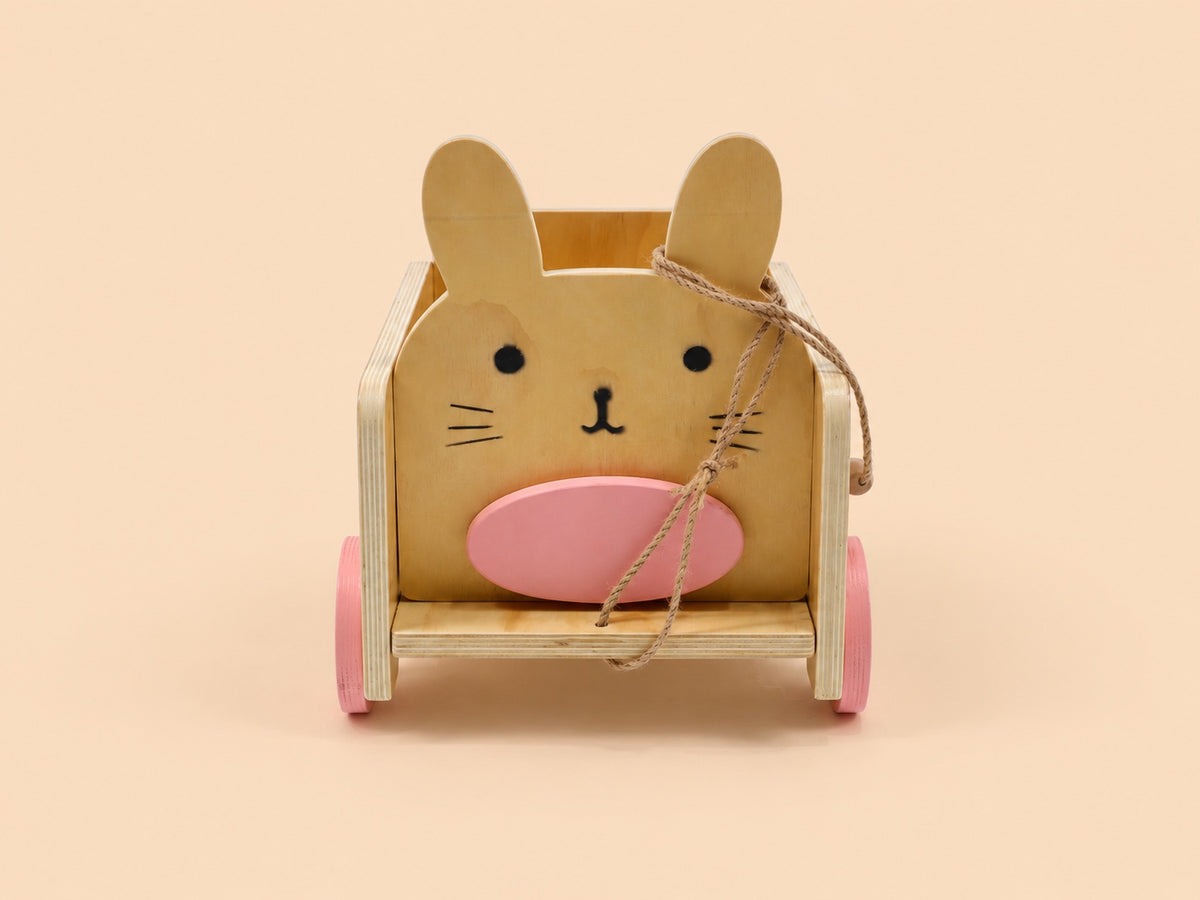 (Pre-sale 15 days)Kate Blush Bunny Wooden Wagon Photography Prop