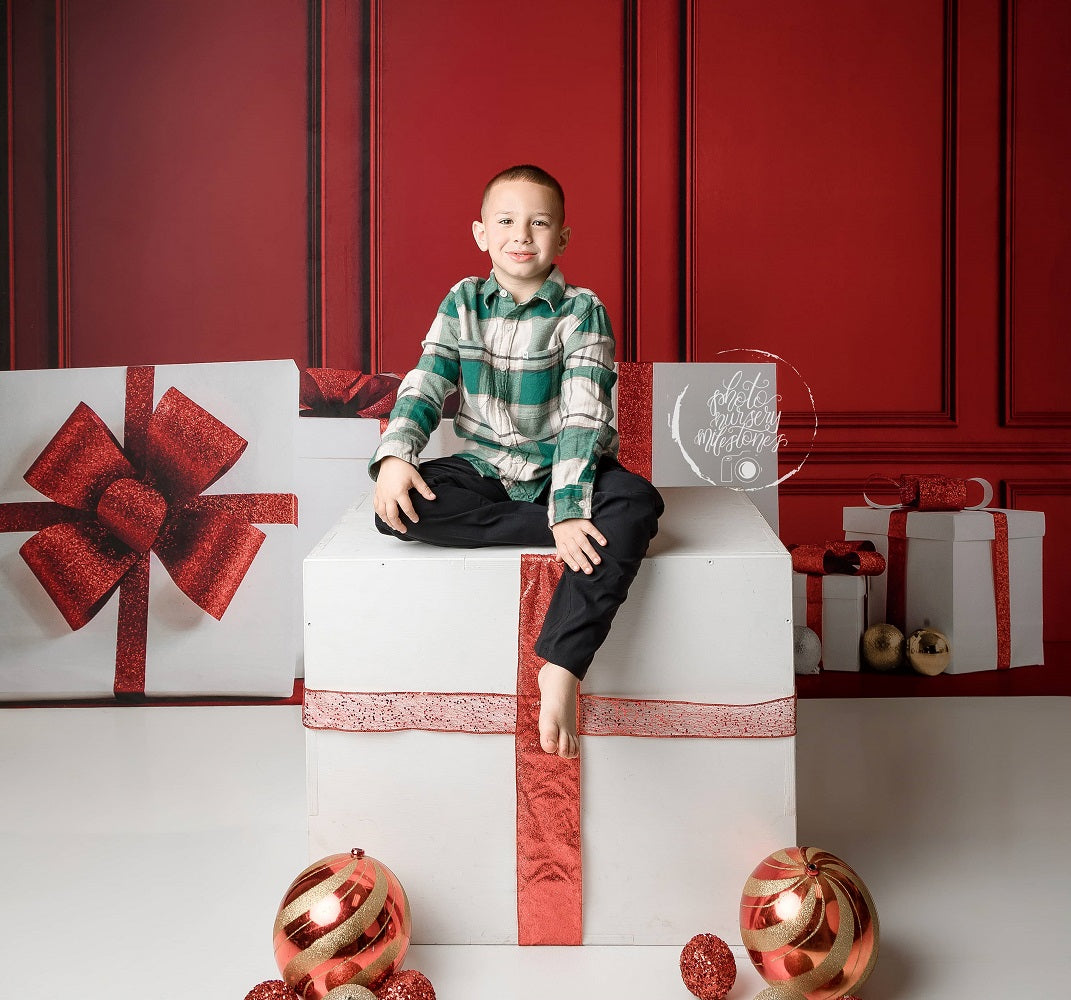 Kate Vintage Backdrop Christmas Red Wall Gifts for Photography