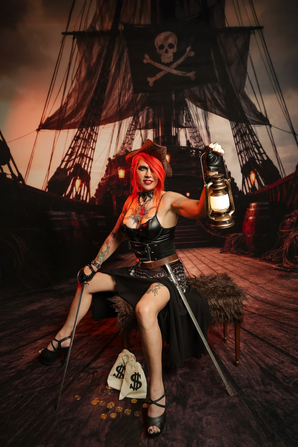Kate Sweep Pirate Ship Wooden Deck Printed Backdrop Designed by Vertigo Productions