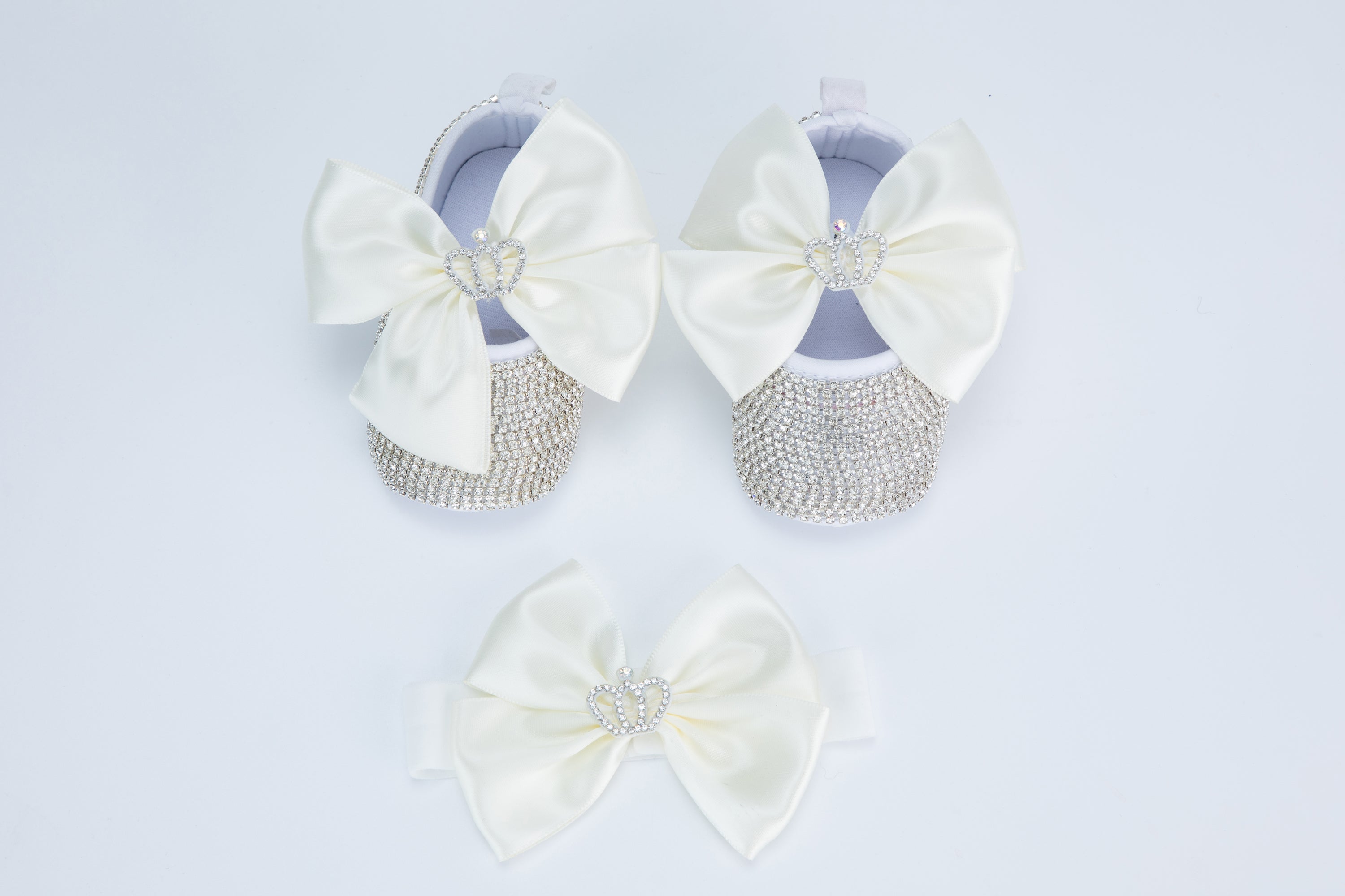 Kate 11cm Baby Shoes Crown Jewelry Rhinestone Big Bow with Headband Band Photo Props