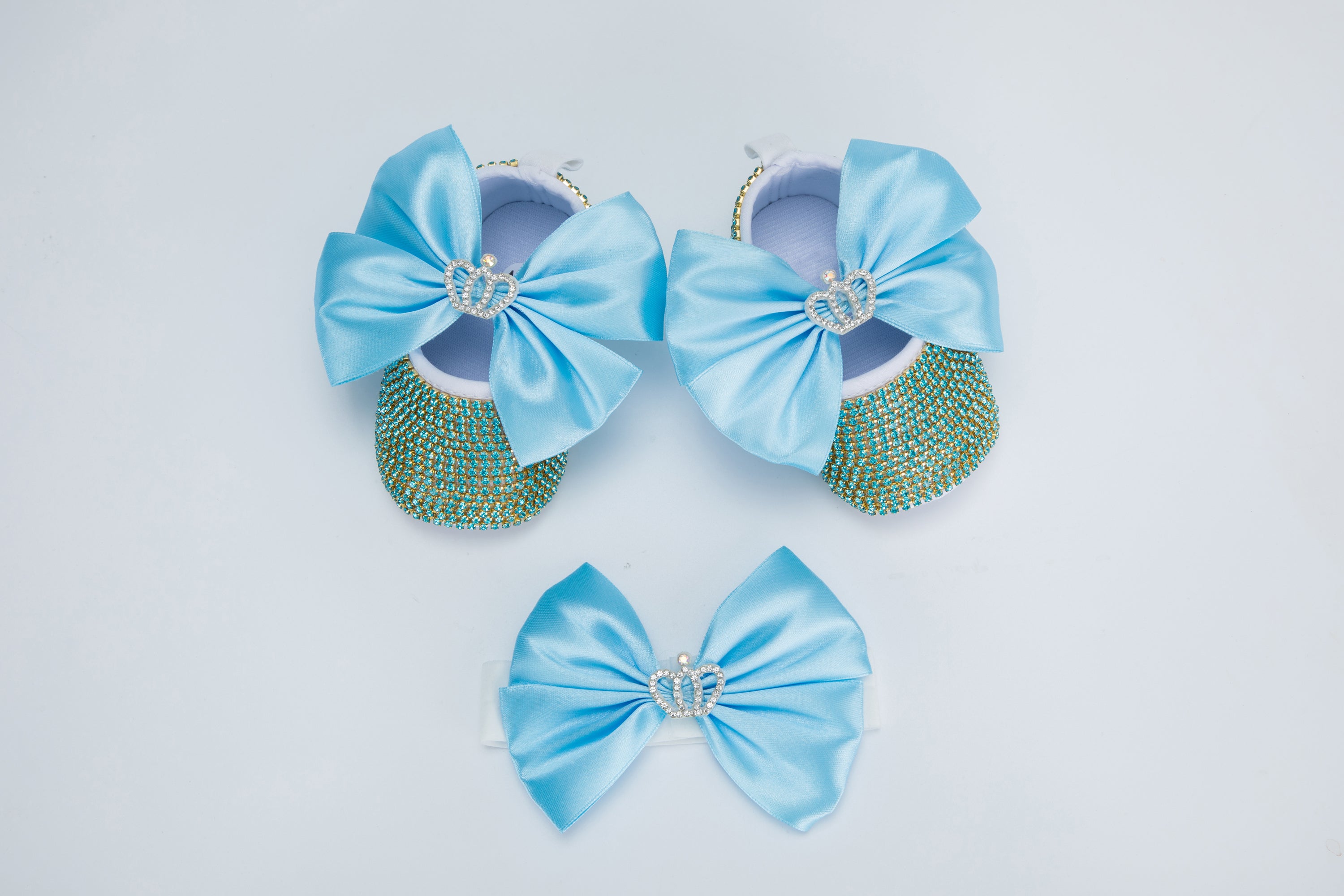 Kate 11cm Baby Shoes Crown Jewelry Rhinestone Big Bow with Headband Band Photo Props