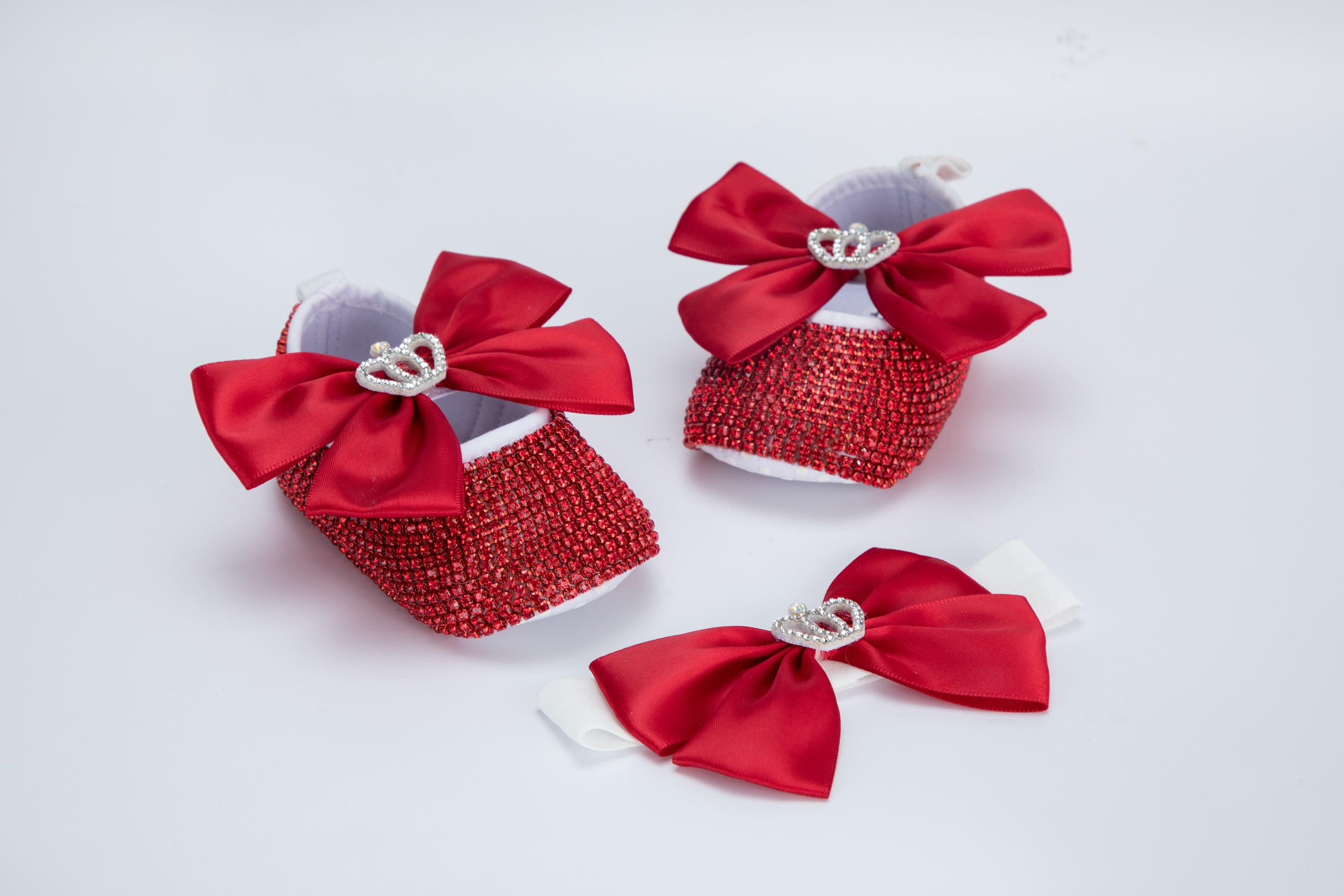 Kate 11cm Baby Shoes Crown Jewelry Rhinestone Big Bow with Headband Band Photo Props