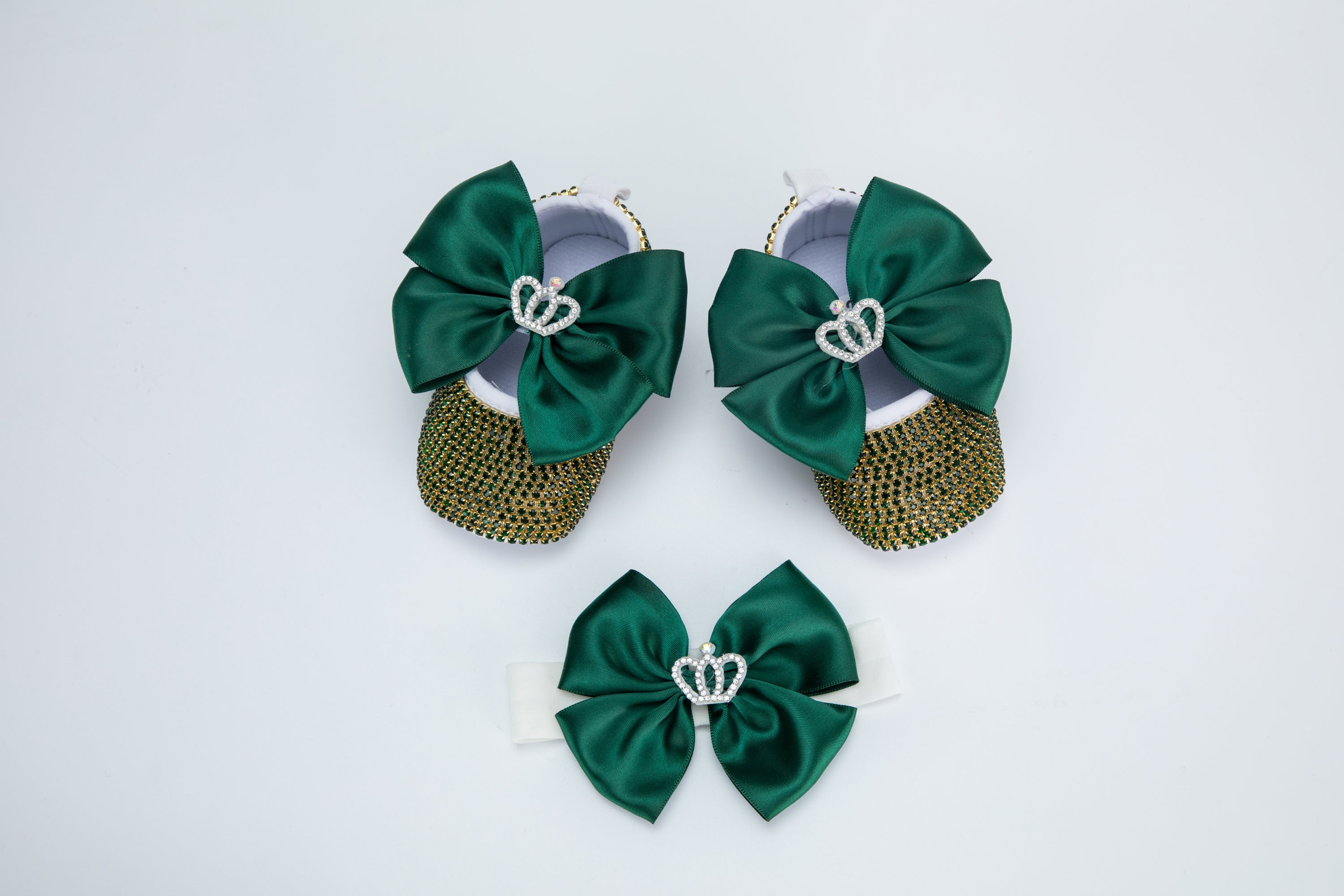 Kate 11cm Baby Shoes Crown Jewelry Rhinestone Big Bow with Headband Band Photo Props