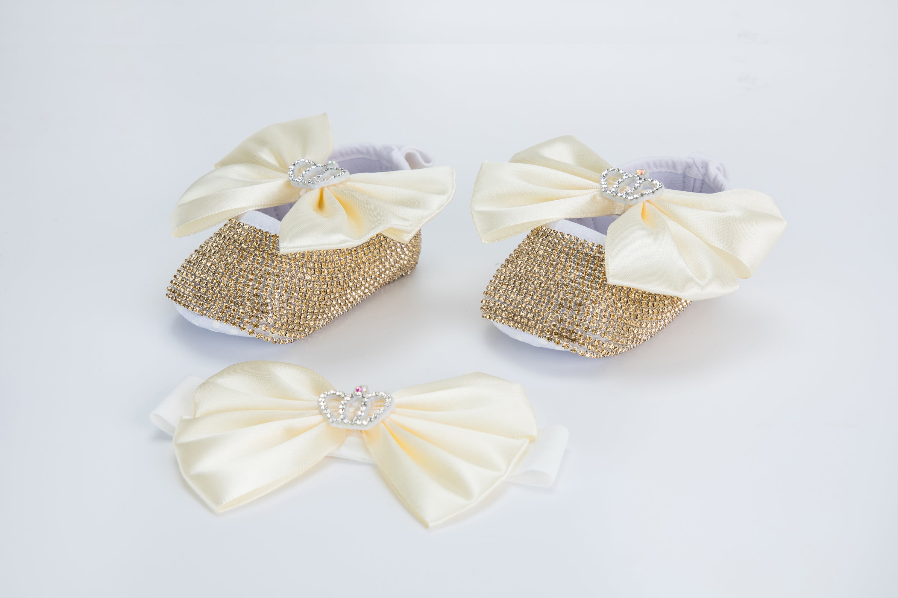 Kate 11cm Baby Shoes Crown Jewelry Rhinestone Big Bow with Headband Band Photo Props