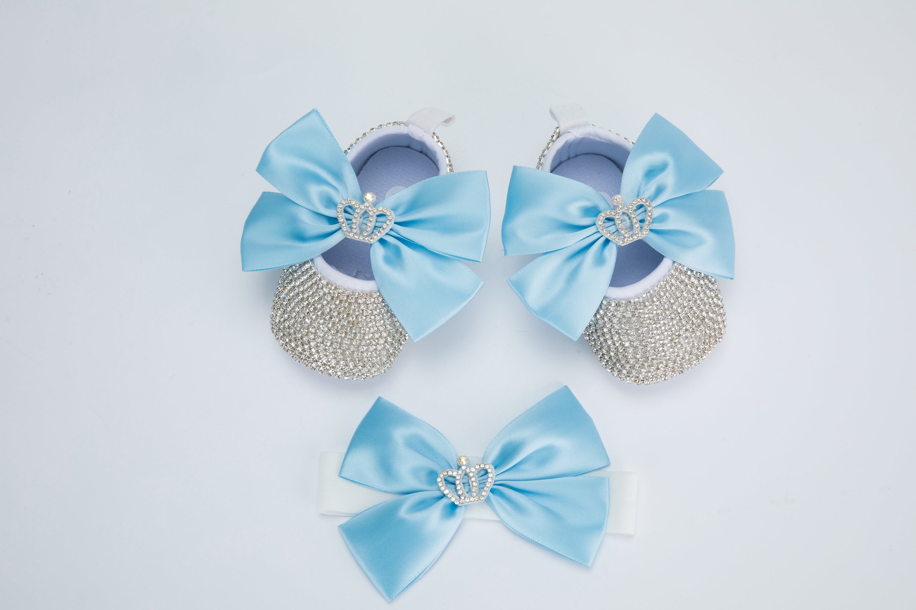 Kate 11cm Baby Shoes Crown Jewelry Rhinestone Big Bow with Headband Band Photo Props