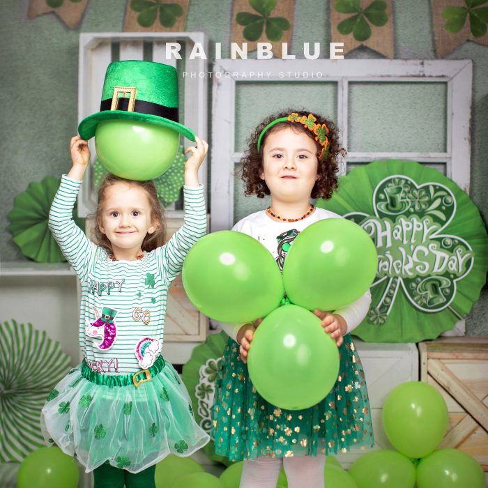 Kate St. Patrick's Day Green Shamrock Backdrop Designed by Emetselch - Kate Backdrop