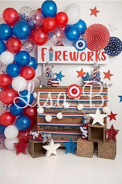 Katebackdrop閹枫垺缍朘ate 4th of July Fireworks Balloon Children Backdrop Designed by Lisa B