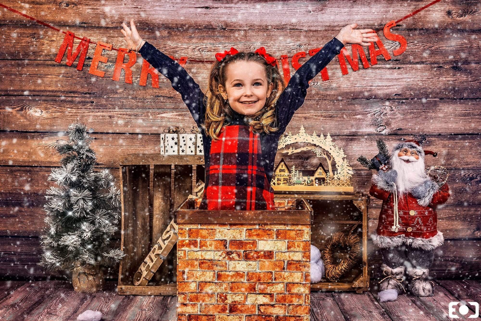 Katebackdrop闅嗛敋oKate Dark wood backdrop + wood floor mat