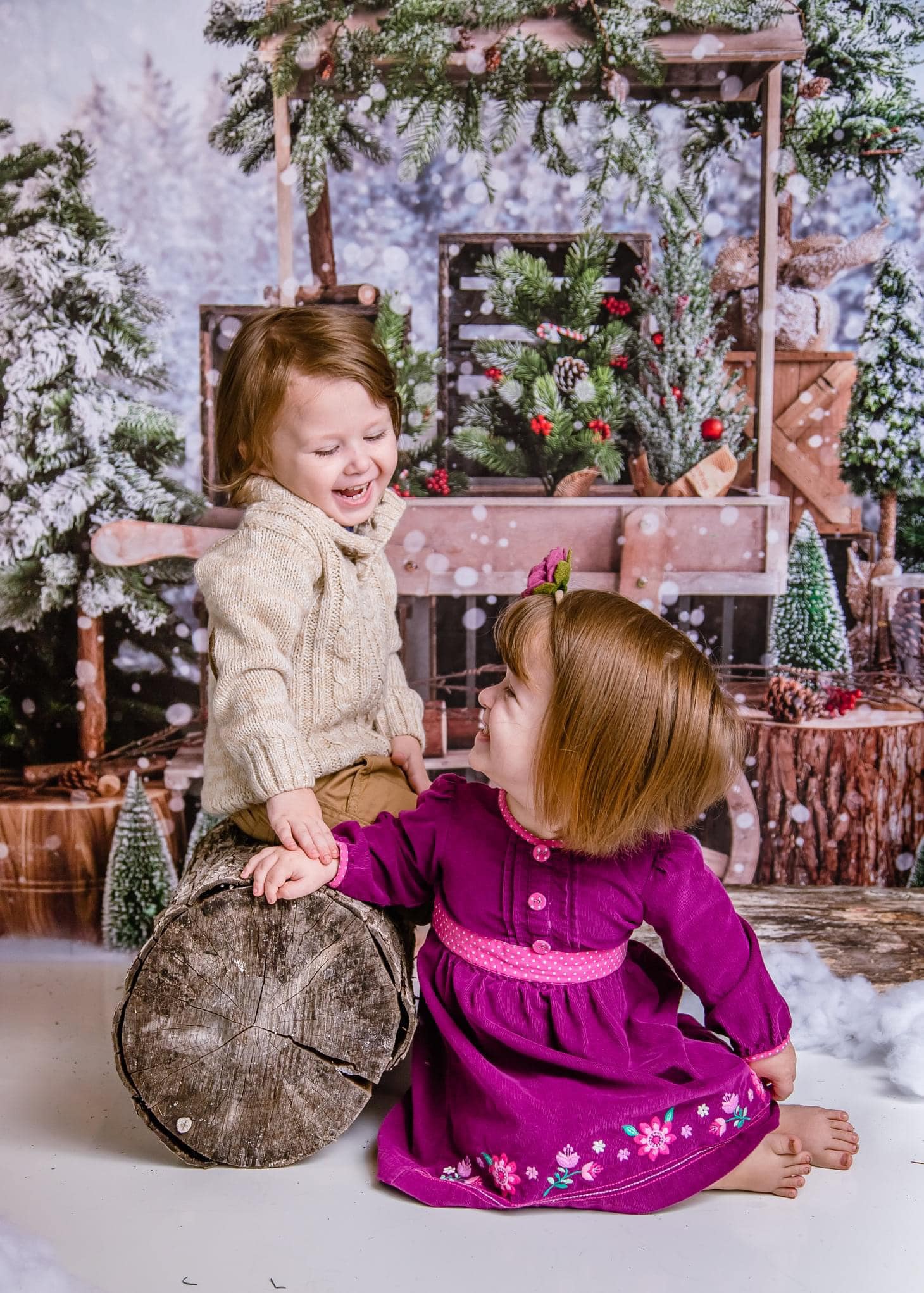 Kate Christmas Trees Backdrop Winter Snow Designed by Emetselch - Kate Backdrop