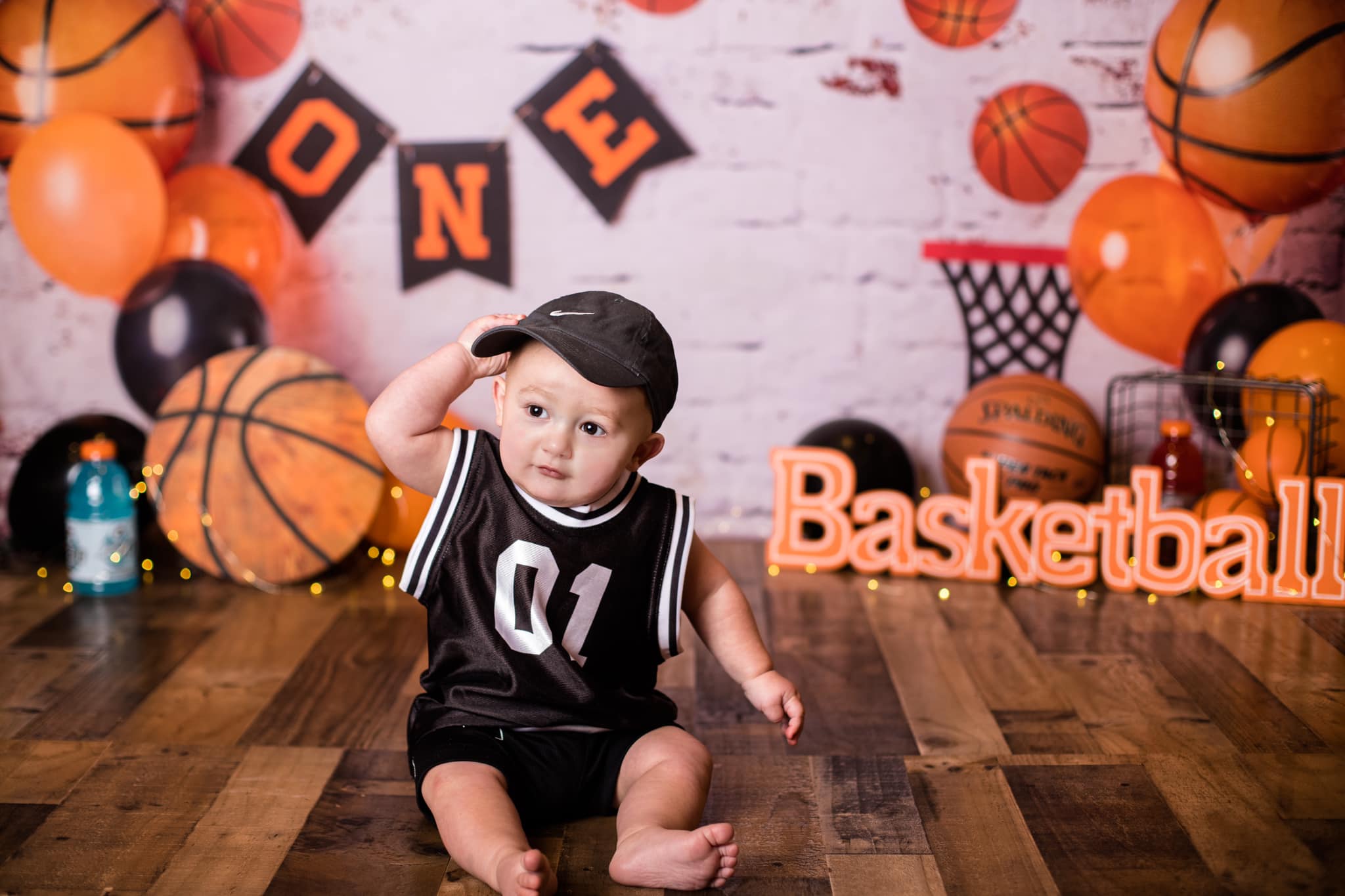 Kate 1st Birthday Basketball Backdrop for Photography Designed By Erin Larkins - Kate Backdrop