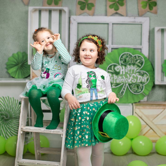 Kate St. Patrick's Day Green Shamrock Backdrop Designed by Emetselch - Kate Backdrop