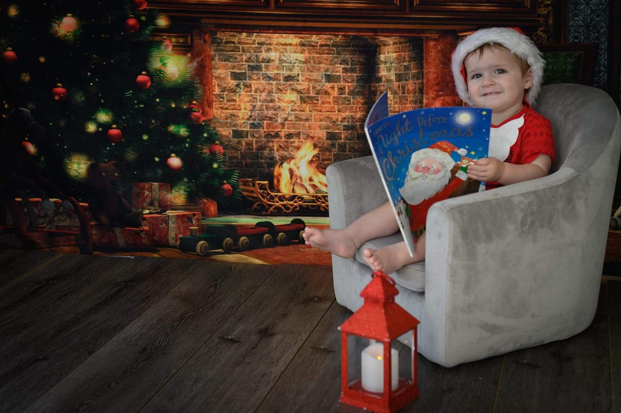 Katebackdrop鎷㈡綖Kate Christmas Tree And Fireplace Decorations for Photography