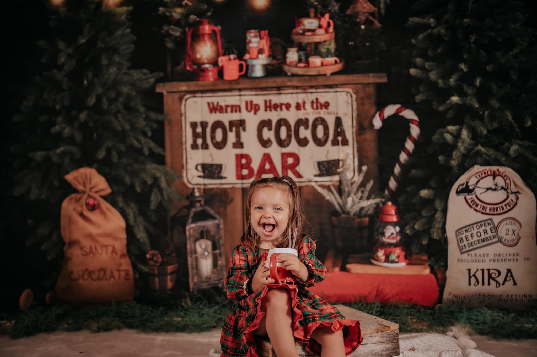 Kate Christmas Hot Cocoa Bar Backdrop for Photography