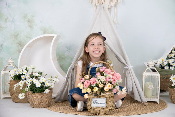 Kate Fine Art Watercolors Green Florals Abstract Backdrop designed by Veronika Gant - Kate Backdrop