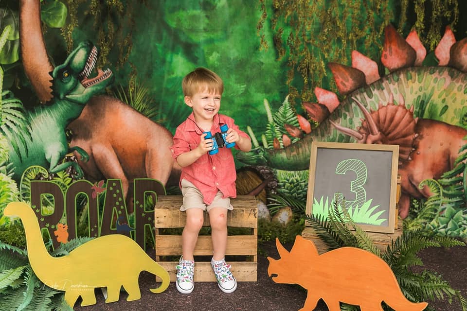 Kate Summer Jungle Adventure Dinosaurs Backdrop Designed by Mandy Ringe Photography - Kate Backdrop
