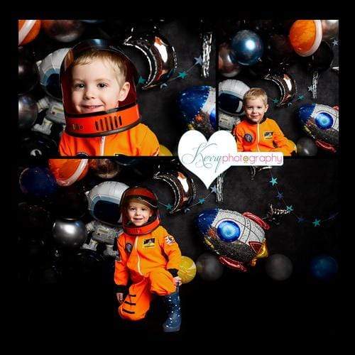 Katebackdrop鎷㈡綖Kate Space Rocket Astronaut Balloon Party Children Backdrop Designed by Kerry Anderson